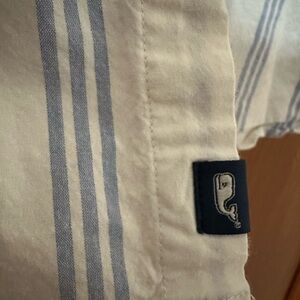 Vineyard Vines Cream and Blue Casual Button Down Shirt